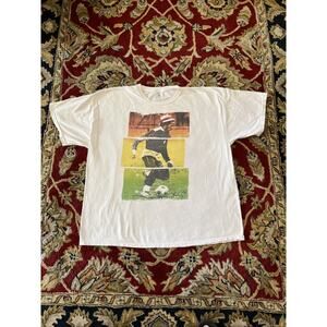 Bob Marley 77 Soccer Zion Rootswear 2X Graphic Tee Shirt Mens Y2K XXL Rasta Jah